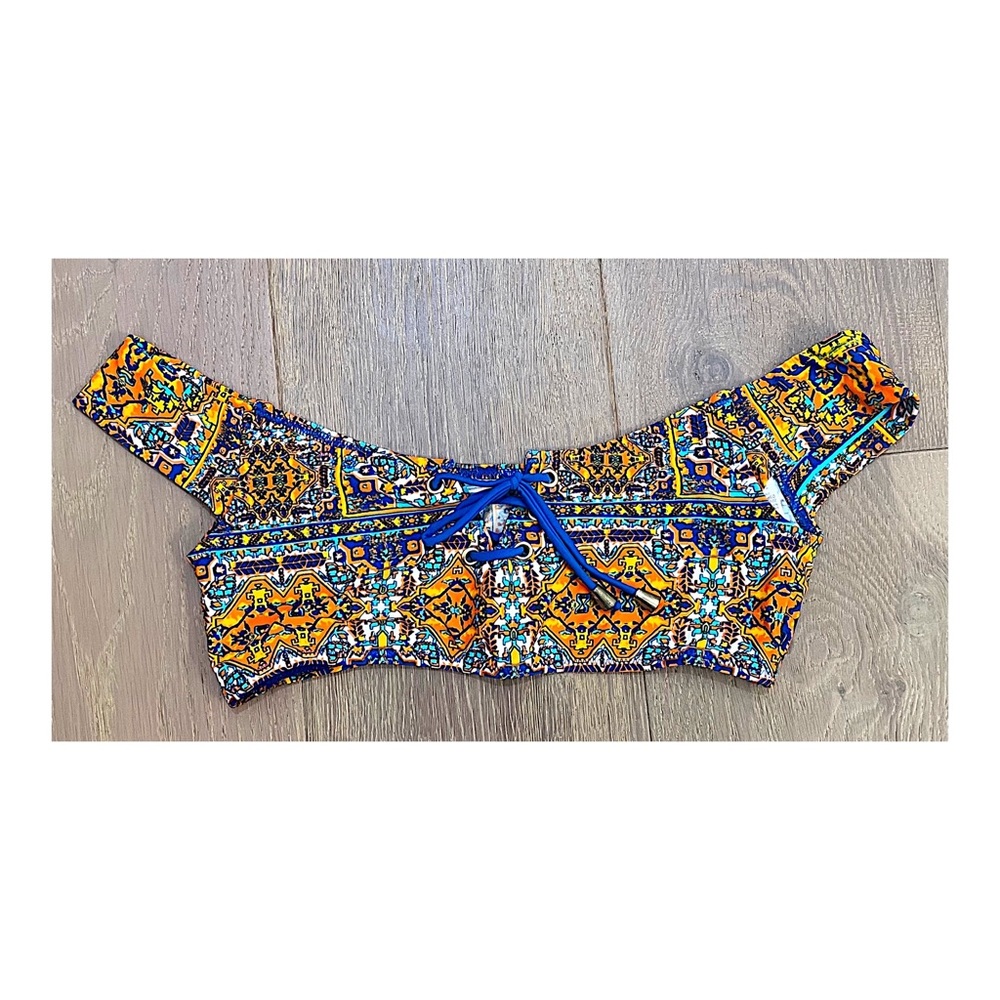Topshop | off the shoulder printed bikini top